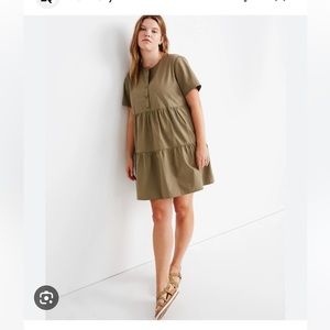Madewell Olive dress with button front detail.